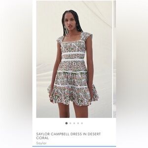 SAYLOR Campbell Dress in Green and White